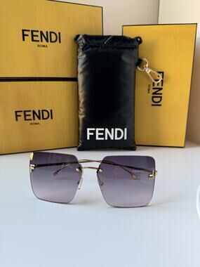 FENDI FIRST CRYSTAL FE4082US 30Y Gold Purple Gradient Women Sunglasses AUTHENTIC